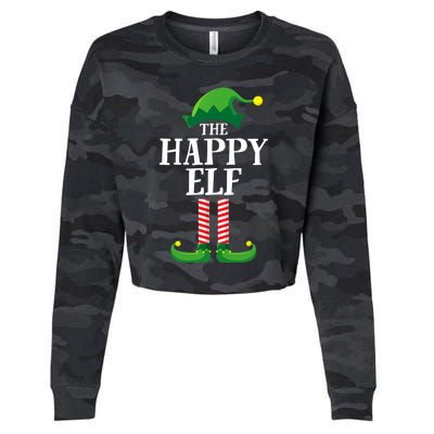 Happy Elf Matching Family Group Christmas Party Cropped Pullover Crew