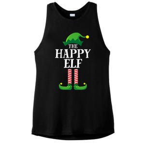 Happy Elf Matching Family Group Christmas Party Ladies PosiCharge Tri-Blend Wicking Tank