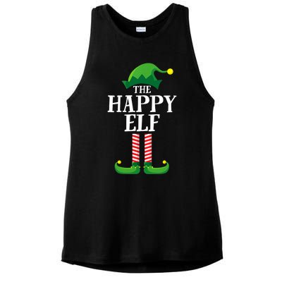 Happy Elf Matching Family Group Christmas Party Ladies PosiCharge Tri-Blend Wicking Tank