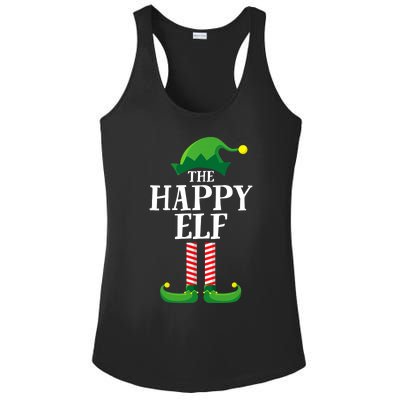 Happy Elf Matching Family Group Christmas Party Ladies PosiCharge Competitor Racerback Tank