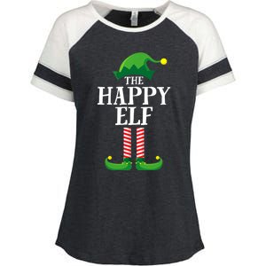 Happy Elf Matching Family Group Christmas Party Enza Ladies Jersey Colorblock Tee