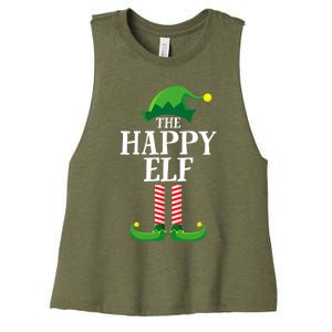 Happy Elf Matching Family Group Christmas Party Women's Racerback Cropped Tank