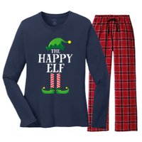 Happy Elf Matching Family Group Christmas Party Women's Long Sleeve Flannel Pajama Set 