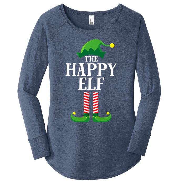 Happy Elf Matching Family Group Christmas Party Women's Perfect Tri Tunic Long Sleeve Shirt