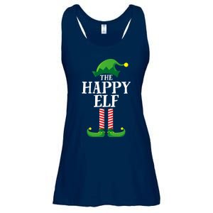 Happy Elf Matching Family Group Christmas Party Ladies Essential Flowy Tank