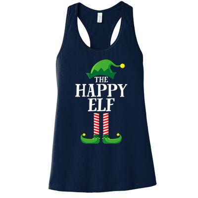 Happy Elf Matching Family Group Christmas Party Women's Racerback Tank