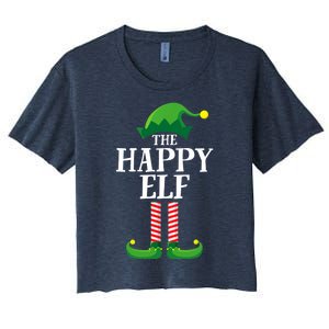 Happy Elf Matching Family Group Christmas Party Women's Crop Top Tee