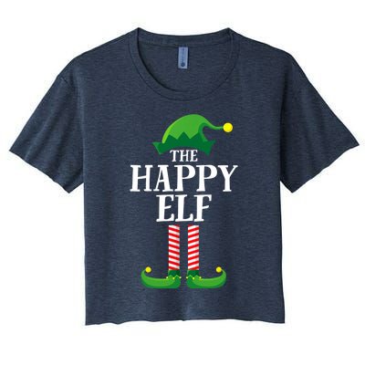 Happy Elf Matching Family Group Christmas Party Women's Crop Top Tee