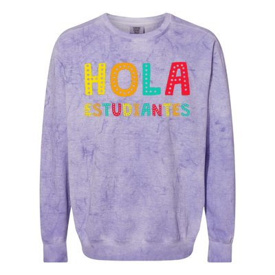 Hola Estudiantes Maestra Back to School Spanish Teacher Colorblast Crewneck Sweatshirt