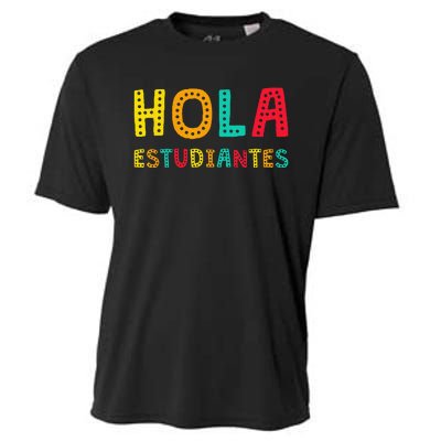 Hola Estudiantes Maestra Back to School Spanish Teacher Cooling Performance Crew T-Shirt