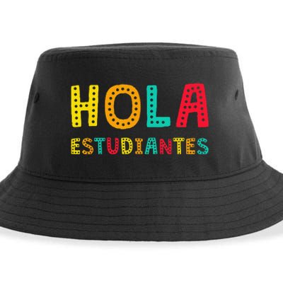 Hola Estudiantes Maestra Back to School Spanish Teacher Sustainable Bucket Hat