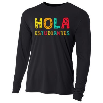 Hola Estudiantes Maestra Back to School Spanish Teacher Cooling Performance Long Sleeve Crew