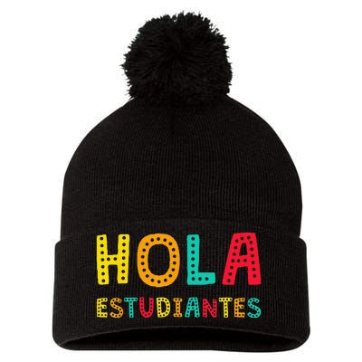 Hola Estudiantes Maestra Back to School Spanish Teacher Pom Pom 12in Knit Beanie