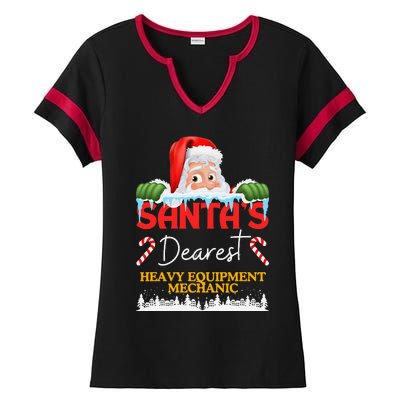 Heavy Equipment Mechanic Christmas Job Work Profession Santa Ladies Halftime Notch Neck Tee