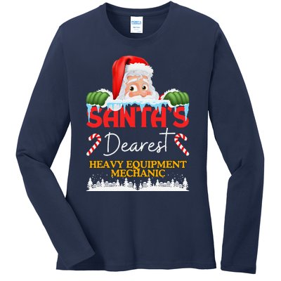 Heavy Equipment Mechanic Christmas Job Work Profession Santa Ladies Long Sleeve Shirt