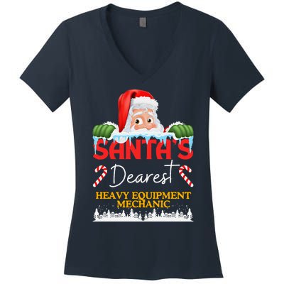 Heavy Equipment Mechanic Christmas Job Work Profession Santa Women's V-Neck T-Shirt