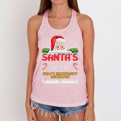 Heavy Equipment Mechanic Christmas Job Work Profession Santa Women's Knotted Racerback Tank