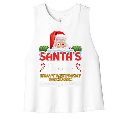 Heavy Equipment Mechanic Christmas Job Work Profession Santa Women's Racerback Cropped Tank