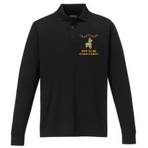 Hoy Es Mi Cumpleanos Pinata Birthday Cinco De Mayo Performance Long Sleeve Polo