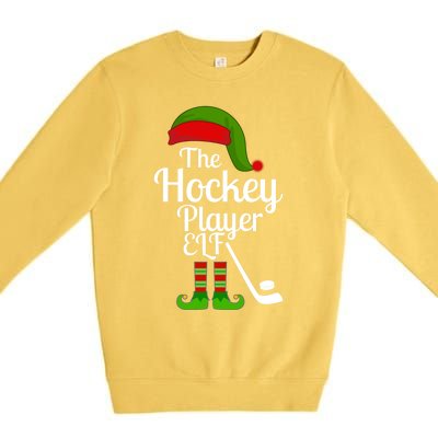 Hockey Elf Matching Family Christmas Funny Pajama Party Gift Premium Crewneck Sweatshirt