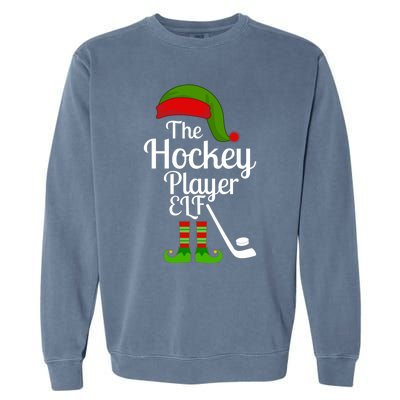 Hockey Elf Matching Family Christmas Funny Pajama Party Gift Garment-Dyed Sweatshirt