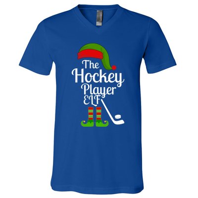 Hockey Elf Matching Family Christmas Funny Pajama Party Gift V-Neck T-Shirt