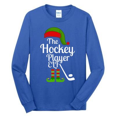 Hockey Elf Matching Family Christmas Funny Pajama Party Gift Tall Long Sleeve T-Shirt