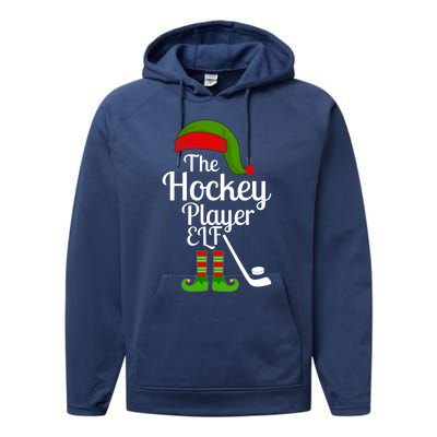 Hockey Elf Matching Family Christmas Funny Pajama Party Gift Performance Fleece Hoodie