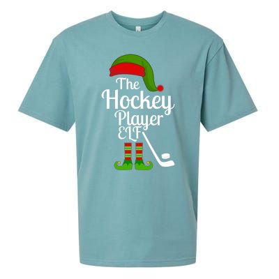 Hockey Elf Matching Family Christmas Funny Pajama Party Gift Sueded Cloud Jersey T-Shirt