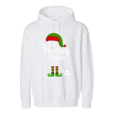 Hockey Elf Matching Family Christmas Funny Pajama Party Gift Garment-Dyed Fleece Hoodie