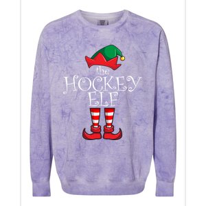 Hockey Elf Matching Family Christmas Party Pajama Hockey Elf Cute Gift Colorblast Crewneck Sweatshirt