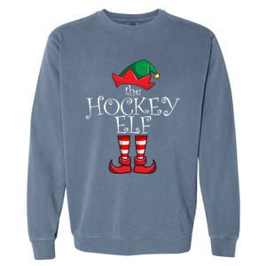 Hockey Elf Matching Family Christmas Party Pajama Hockey Elf Cute Gift Garment-Dyed Sweatshirt