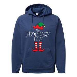 Hockey Elf Matching Family Christmas Party Pajama Hockey Elf Cute Gift Performance Fleece Hoodie