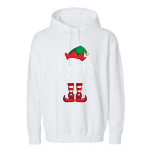 Hockey Elf Matching Family Christmas Party Pajama Hockey Elf Cute Gift Garment-Dyed Fleece Hoodie