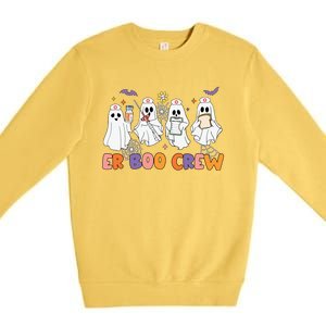 Halloween Er Nurse Er Boo Crew Funny Er Ed Nurse Tech Meaningful Gift Premium Crewneck Sweatshirt