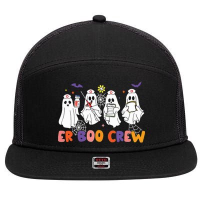 Halloween Er Nurse Er Boo Crew Funny Er Ed Nurse Tech 7 Panel Mesh Trucker Snapback Hat