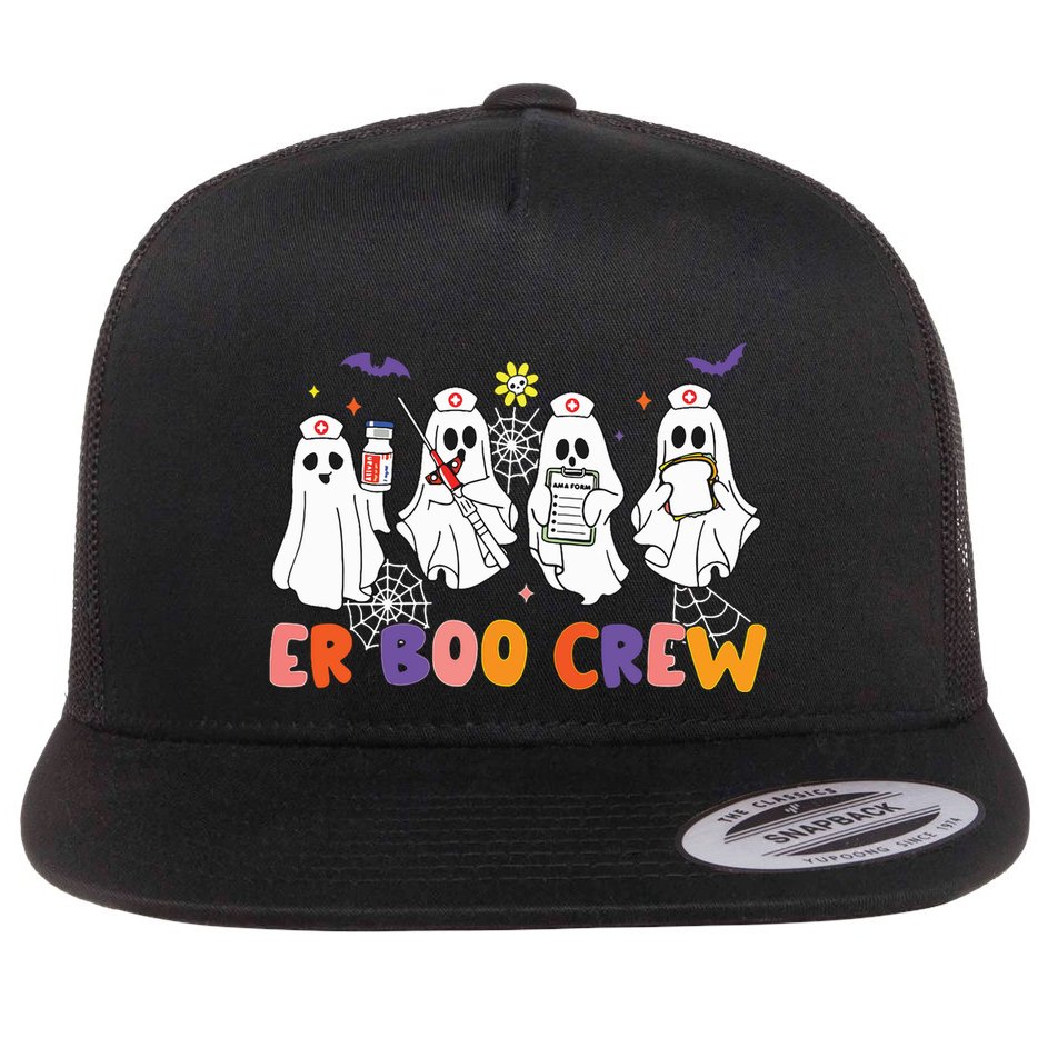 Halloween Er Nurse Er Boo Crew Funny Er Ed Nurse Tech Flat Bill Trucker Hat