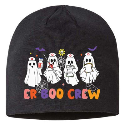 Halloween Er Nurse Er Boo Crew Funny Er Ed Nurse Tech Sustainable Beanie