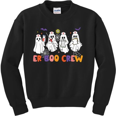 Halloween Er Nurse Er Boo Crew Funny Er Ed Nurse Tech Kids Sweatshirt