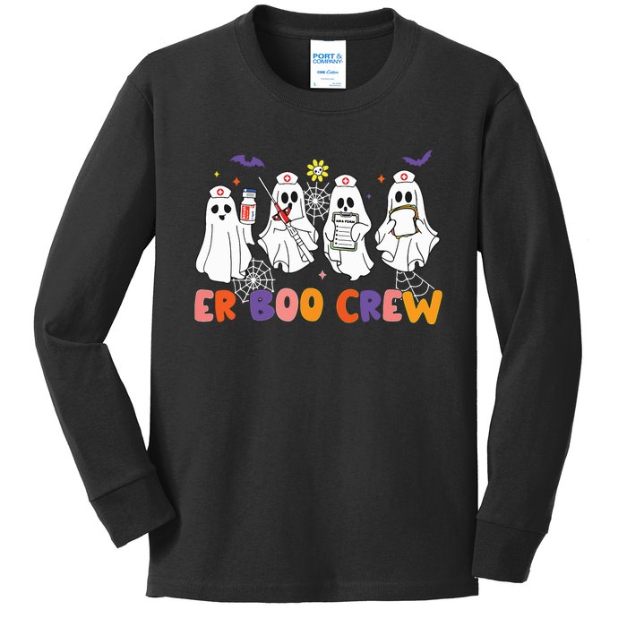 Halloween Er Nurse Er Boo Crew Funny Er Ed Nurse Tech Kids Long Sleeve Shirt