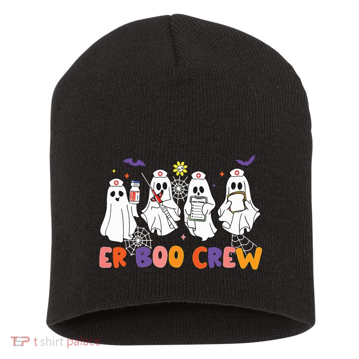 Halloween Er Nurse Er Boo Crew Funny Er Ed Nurse Tech Short Acrylic Beanie