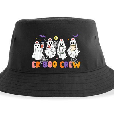 Halloween ER Nurse ER Boo Crew Funny ER Ed Nurse Tech Sustainable Bucket Hat
