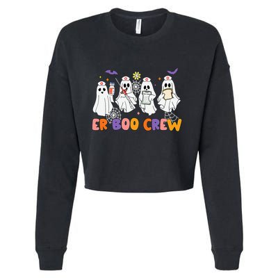 Halloween ER Nurse ER Boo Crew Funny ER Ed Nurse Tech Cropped Pullover Crew