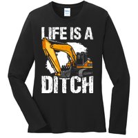 Heavy Equipment Operator & Excavator Driver Ladies Long Sleeve Shirt