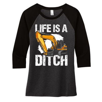 Heavy Equipment Operator & Excavator Driver Women's Tri-Blend 3/4-Sleeve Raglan Shirt