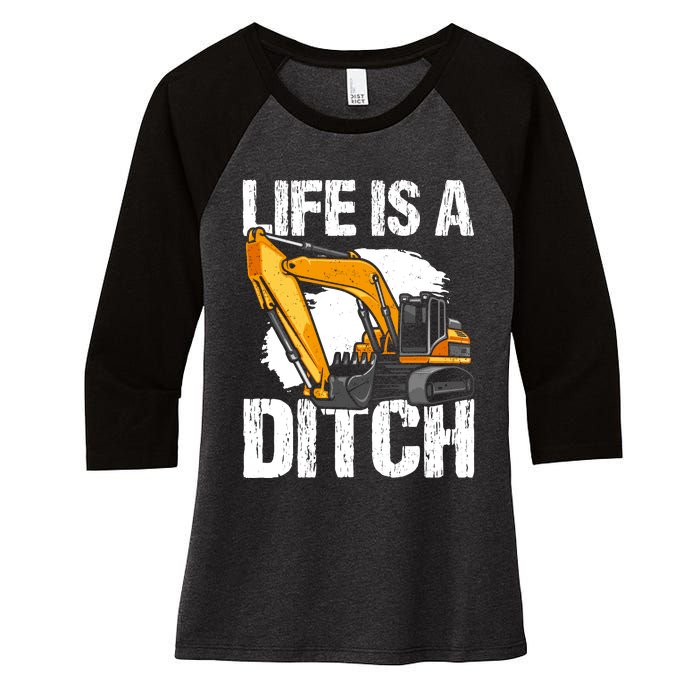 Heavy Equipment Operator & Excavator Driver Women's Tri-Blend 3/4-Sleeve Raglan Shirt