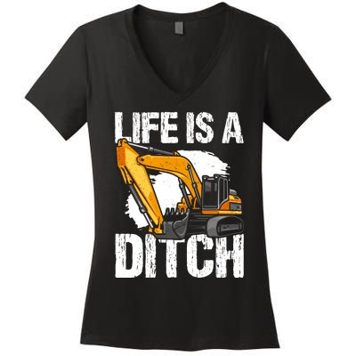 Heavy Equipment Operator & Excavator Driver Women's V-Neck T-Shirt