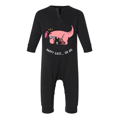 Happy Easter Oh No Funny TRex Egg Hunt Infant Fleece One Piece