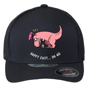 Happy Easter Oh No Funny TRex Egg Hunt Flexfit Unipanel Trucker Cap