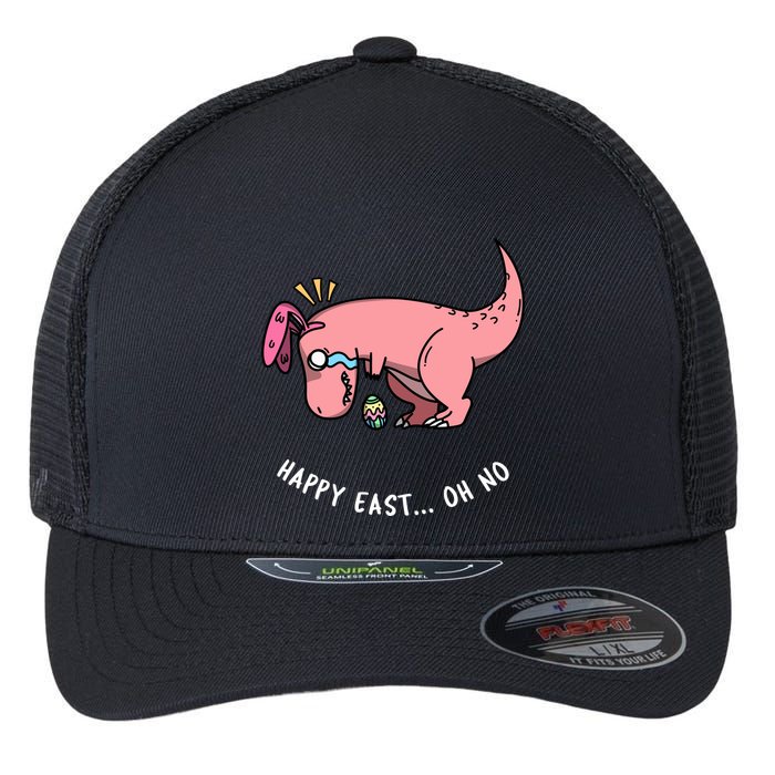 Happy Easter Oh No Funny TRex Egg Hunt Flexfit Unipanel Trucker Cap